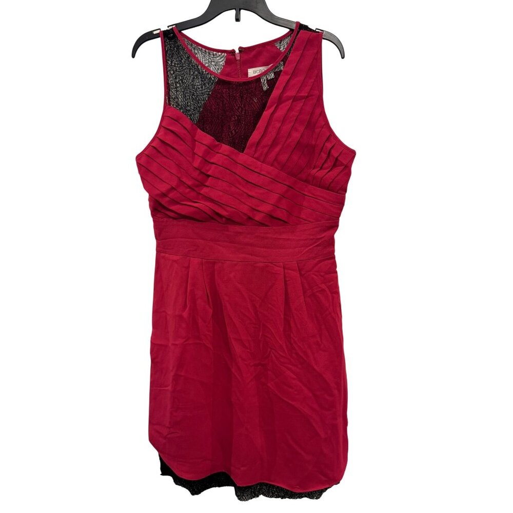 BCBGeneration Womens Red Sleeveless Dress With Black Lace Accents Size 4